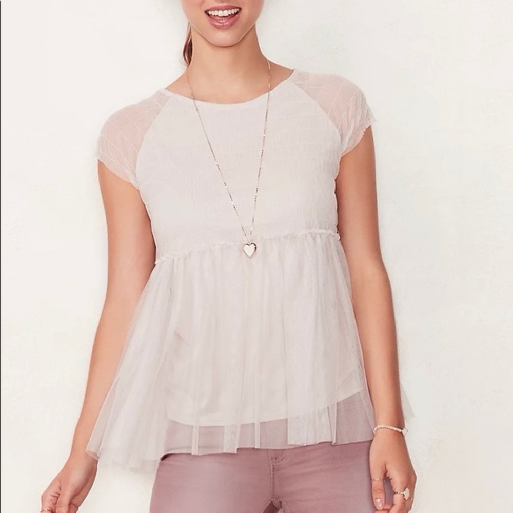 Lauren Conrad Elegant White Sheer Women's Top